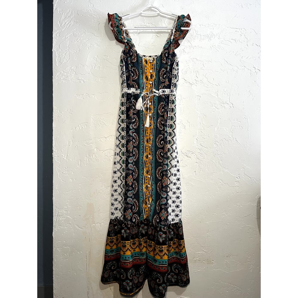 Bohemian Maxi Dress with Multicolor Paisley Print